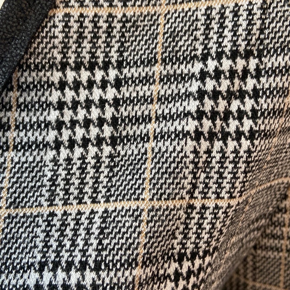Max Studio Houndstooth Open Front Cardigan Two Front Pockets Black White Size L - Picture 5 of 12